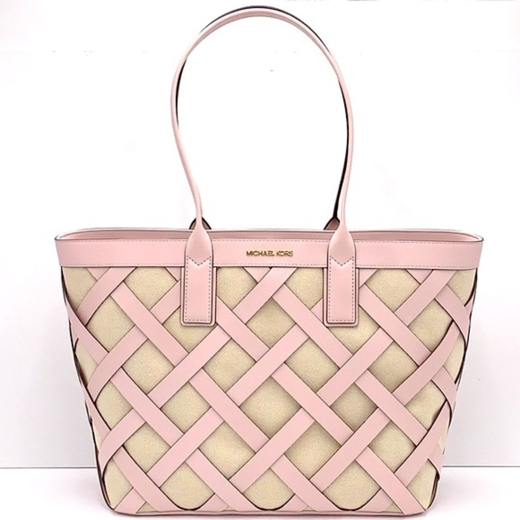 MICHAEL KORS SIENNA Large Tote Shoulder BAG In POWDER BLUSH Leather Canvas - Picture 2 of 16